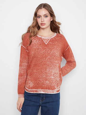 Cotton Crew Neck Sweater - Ginger