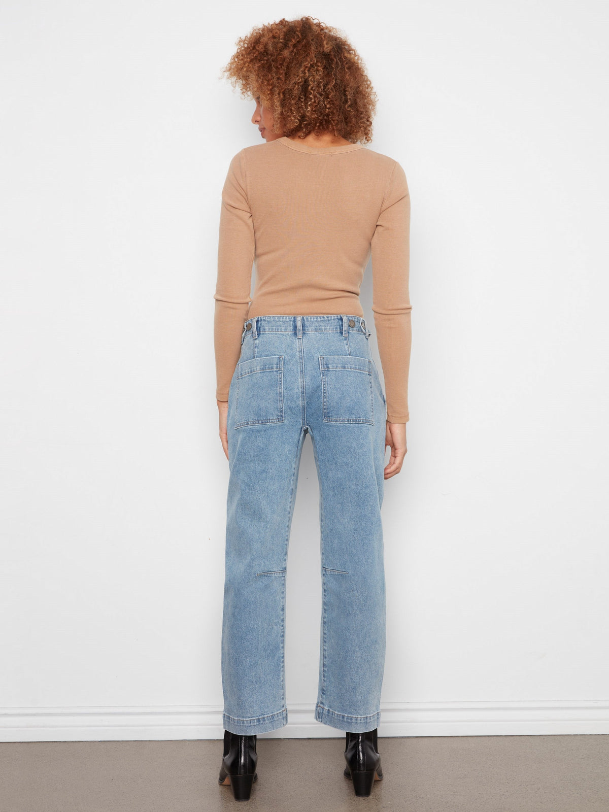 Cropped Barrel Leg Jeans - Denim Blue