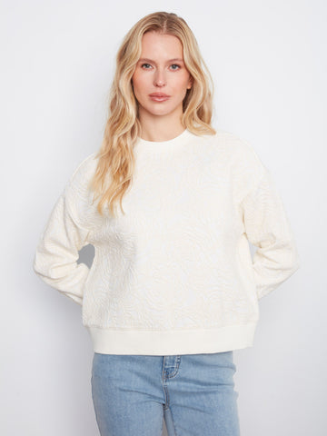 Floral Crew Neck Sweatshirt - Buttercream