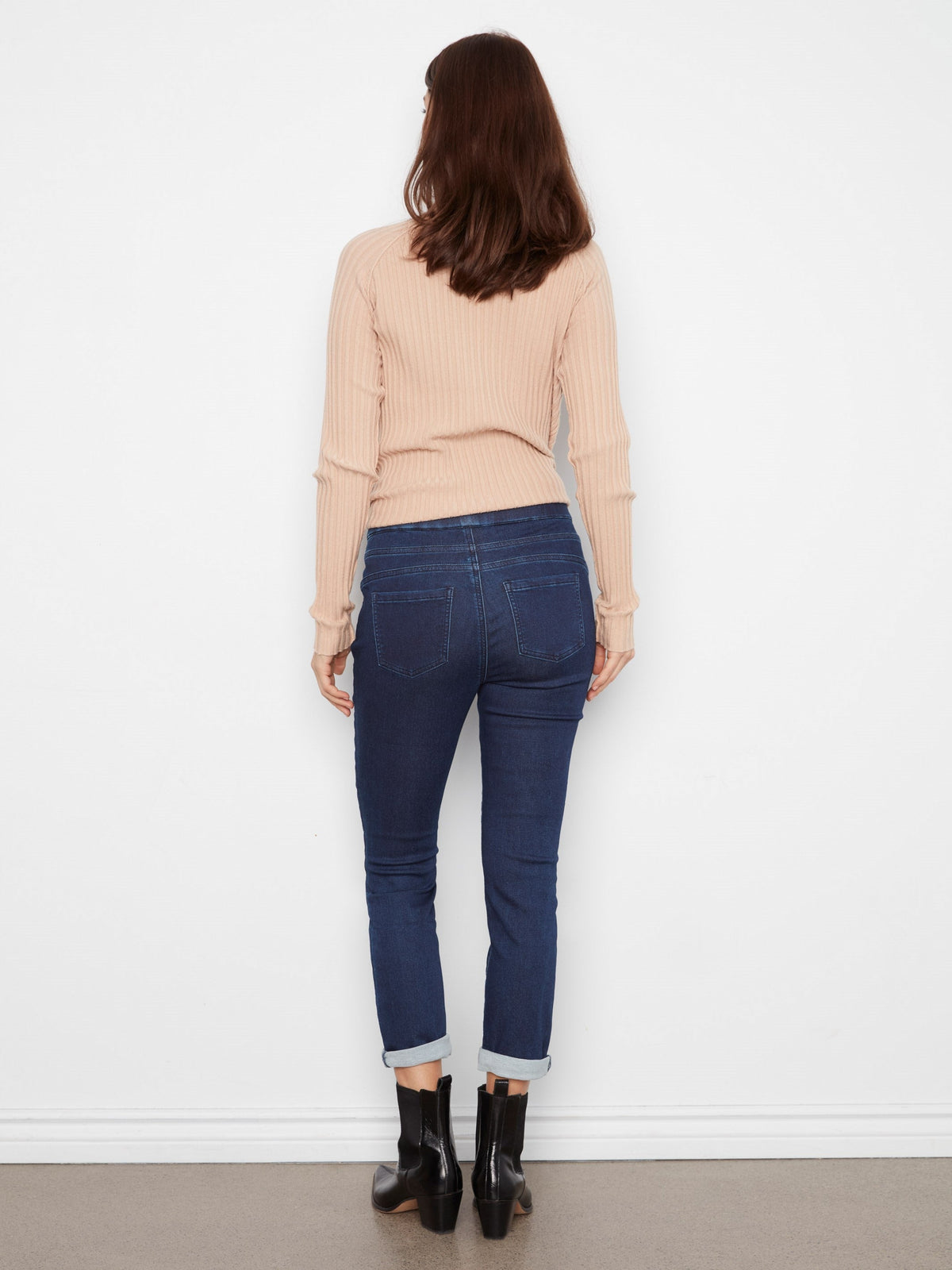 Knit Denim Jogger Pants - Blue Black
