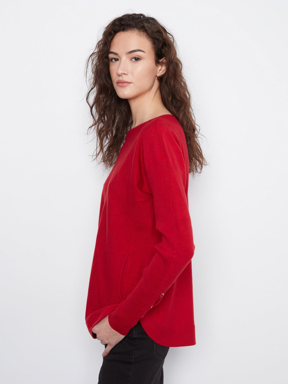 Knit Sweater With Lace-Up Cuffs - Equestrian