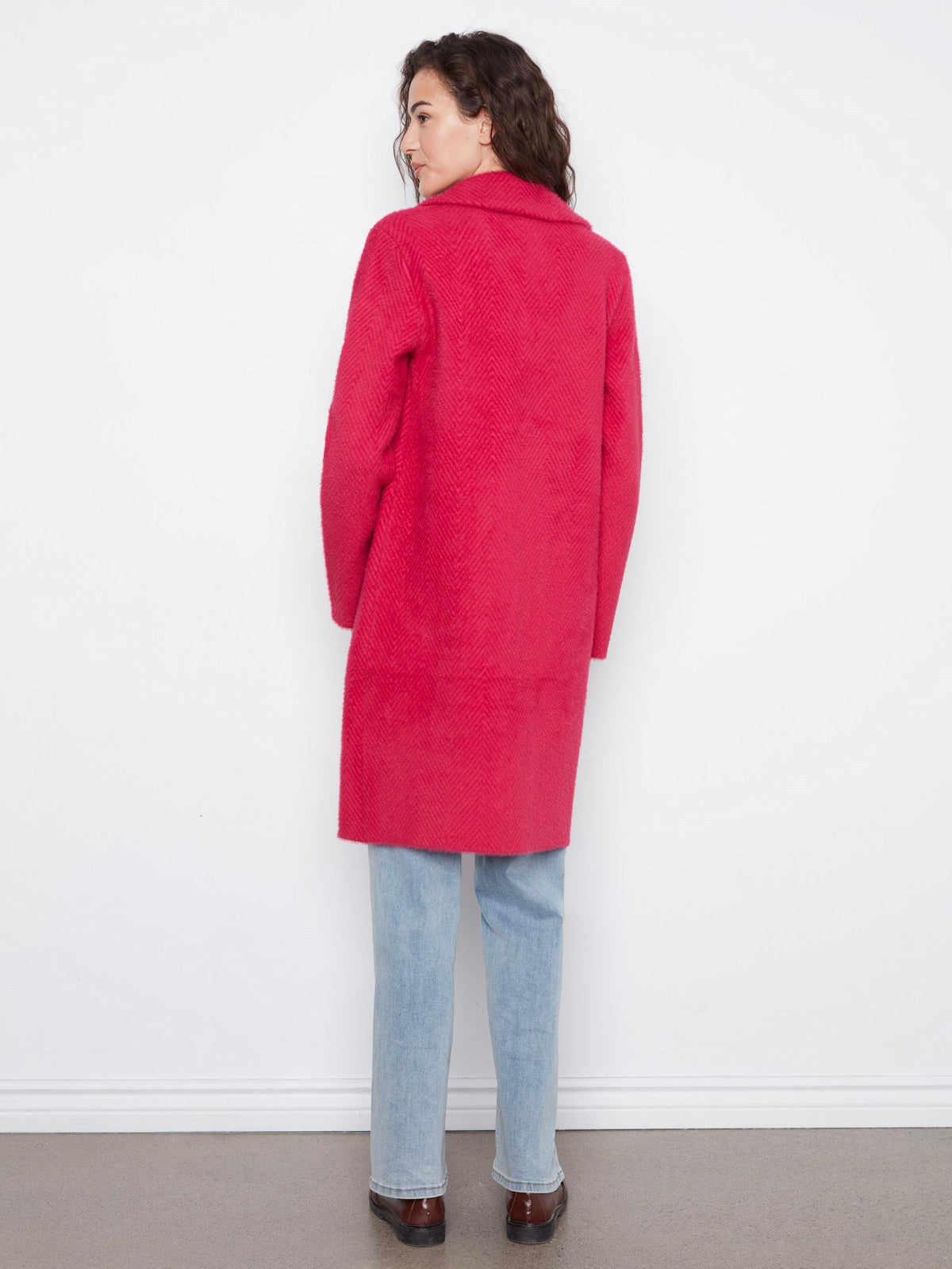 Long Knit Coatigan - Cherry