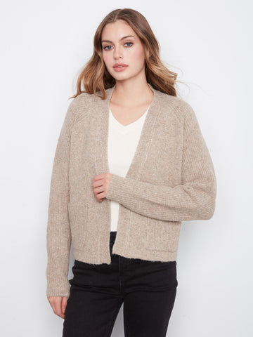 Patch Pocket Cardigan - Heather Light Brown