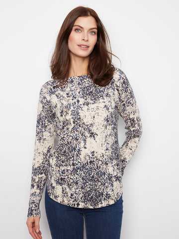 Printed Rounded Hem Sweater - Seraphine