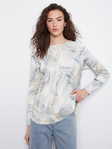 Printed Rounded Hem Sweater - Whirl