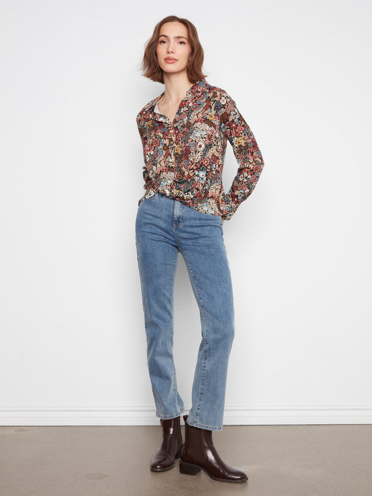 Printed Shirt With Twisted Front - Azalea