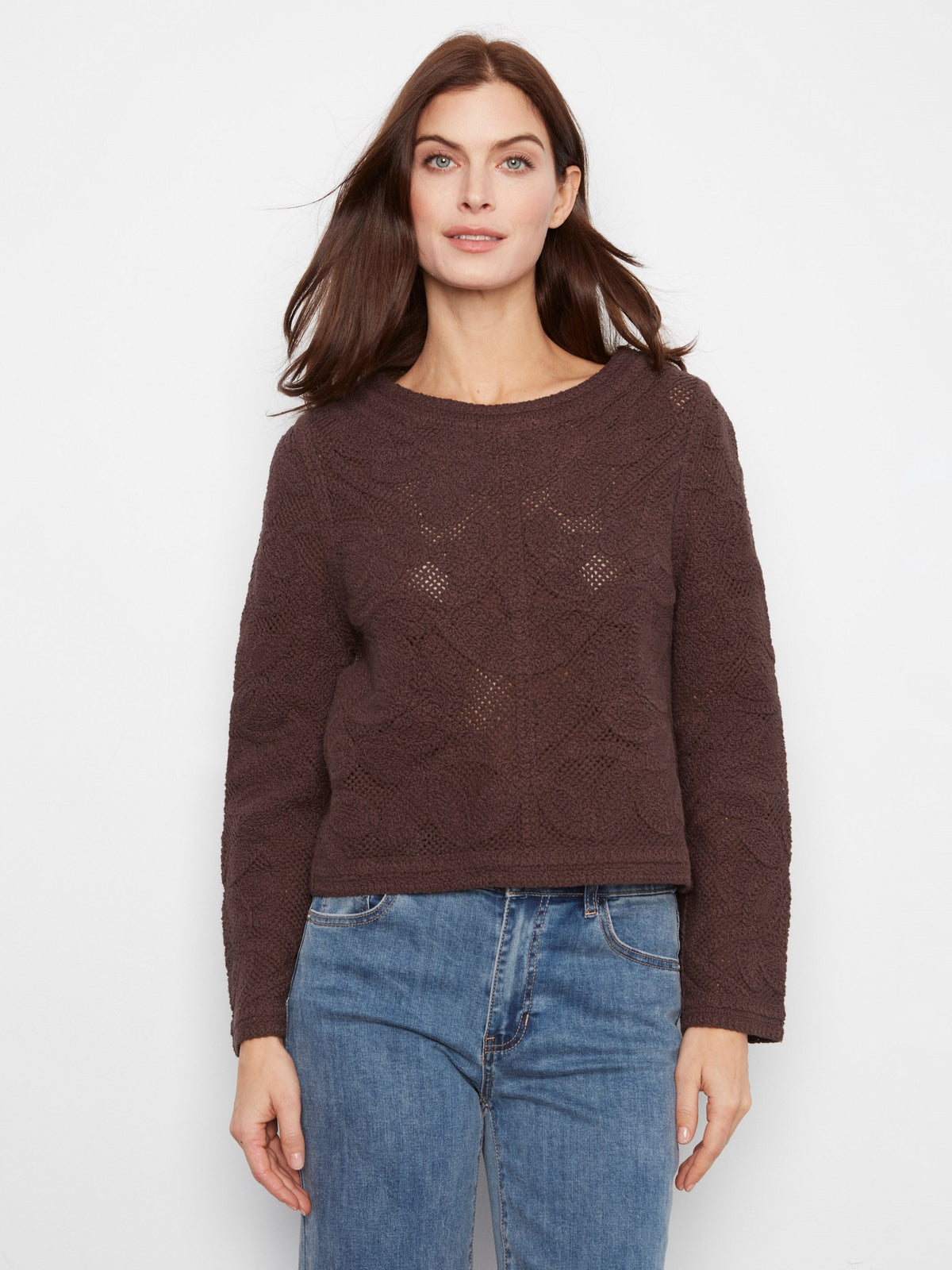 Reversible Cotton Crochet Cardigan - Coffee