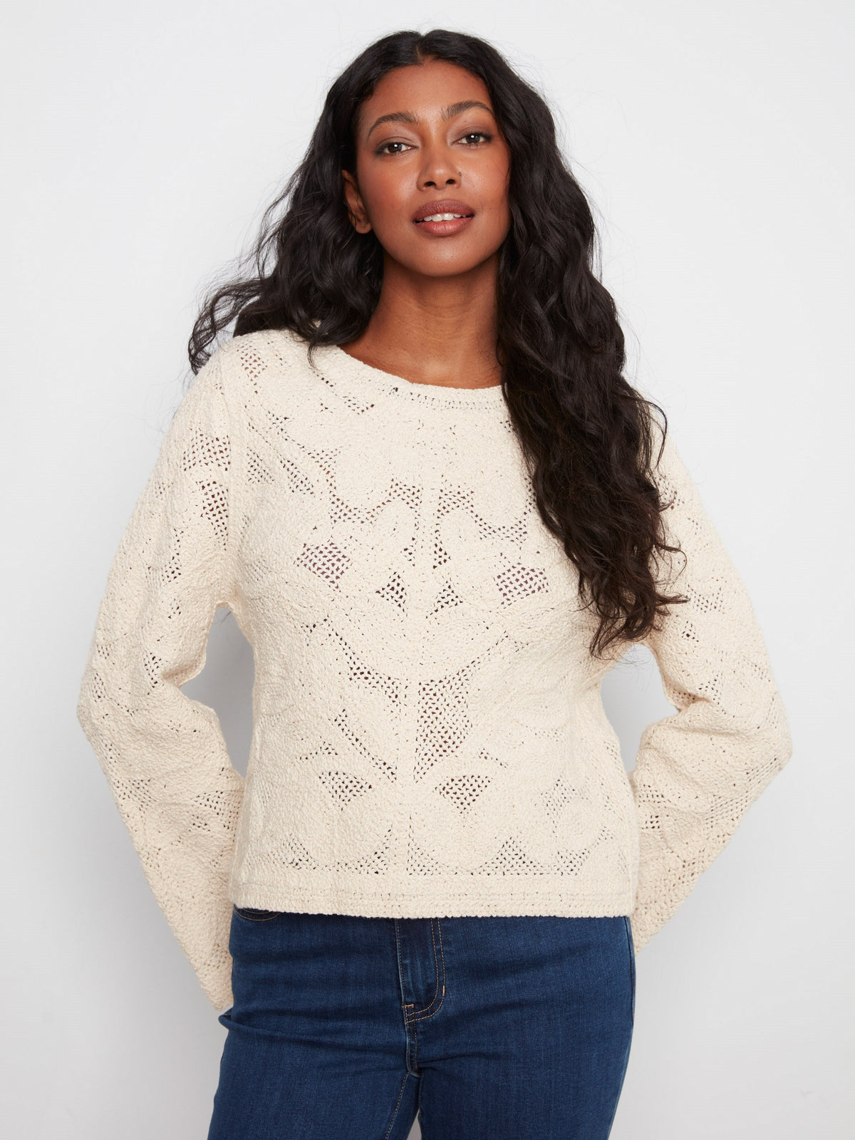 Reversible Cotton Crochet Cardigan - Natural