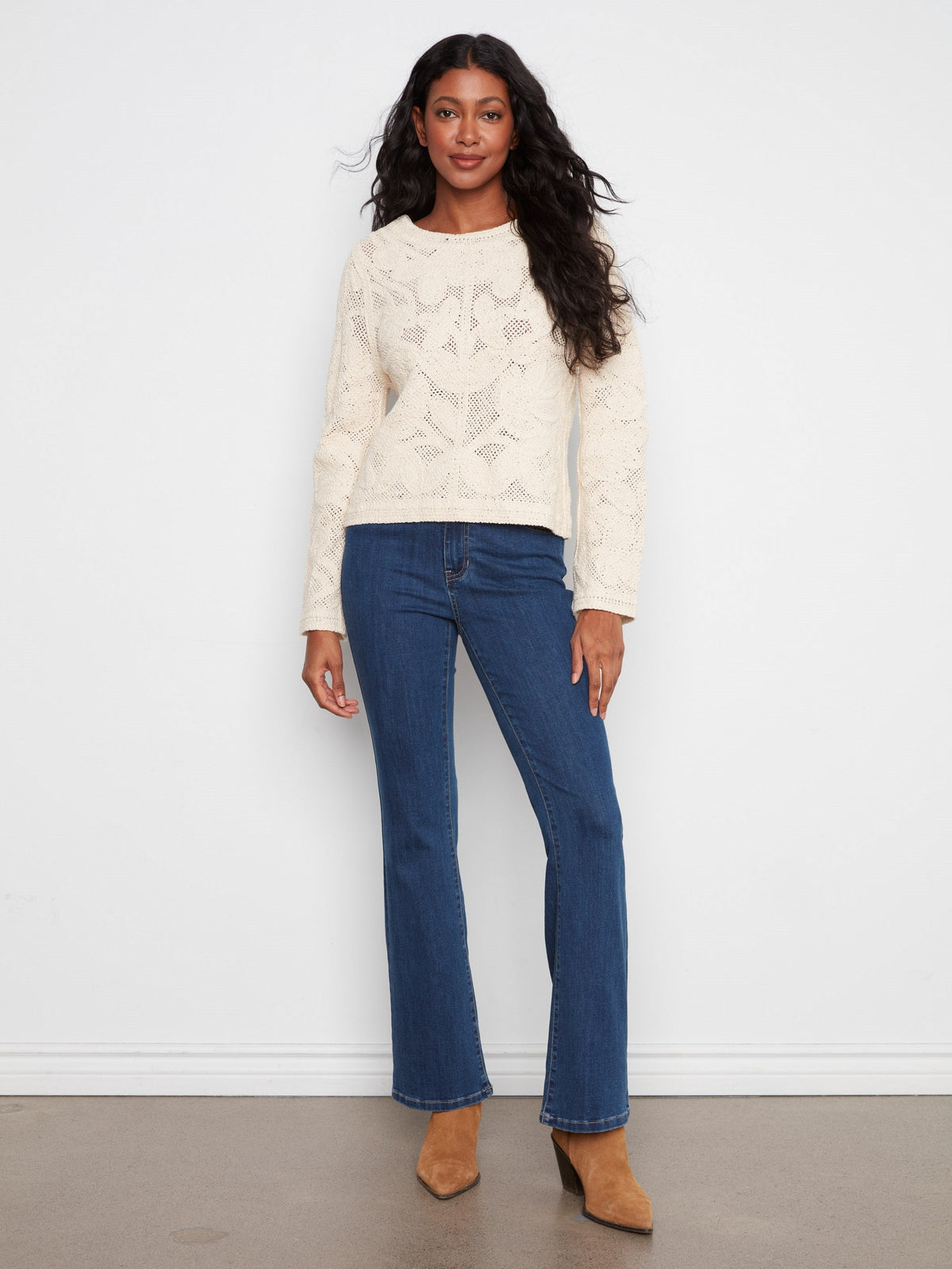 Reversible Cotton Crochet Cardigan - Natural