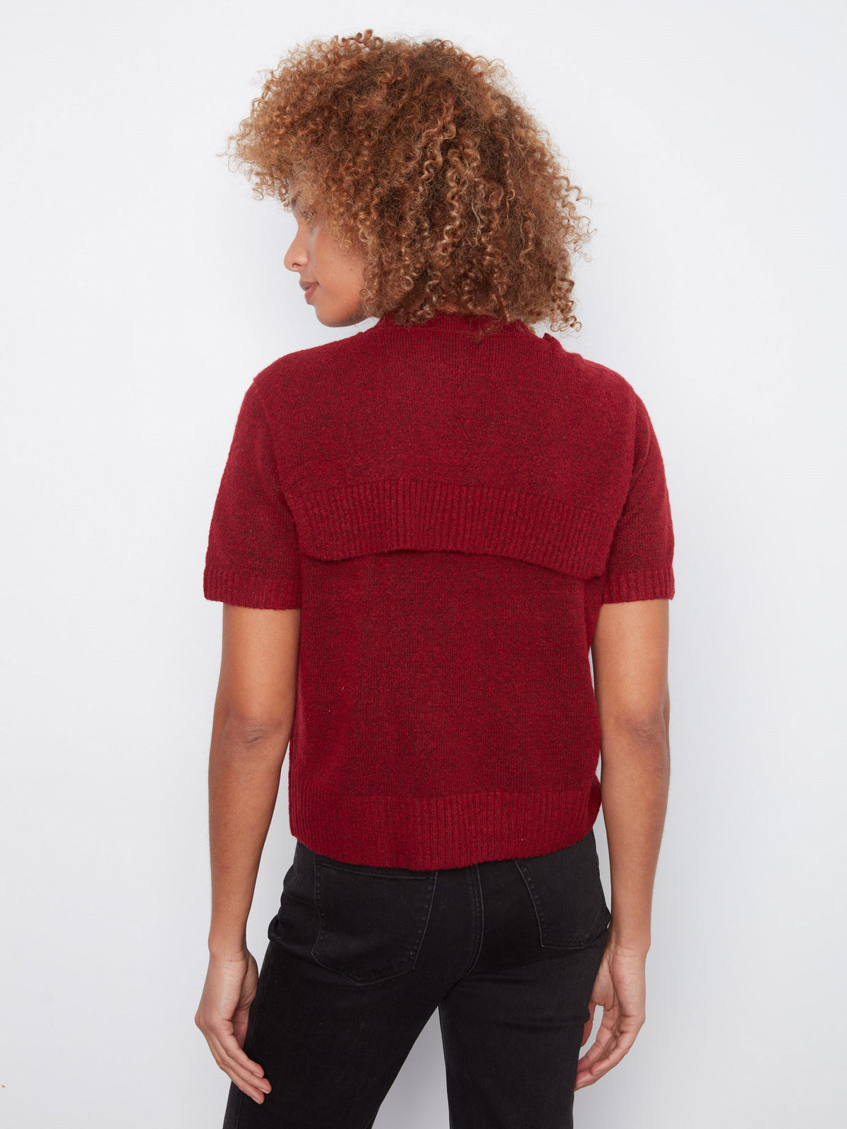 Short Sleeve Sweater With Sleeve Detail - Equestrian