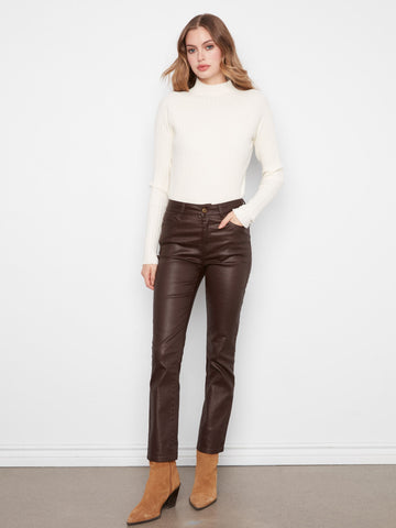 Slim Leg Wax Twill Pants - Coffee