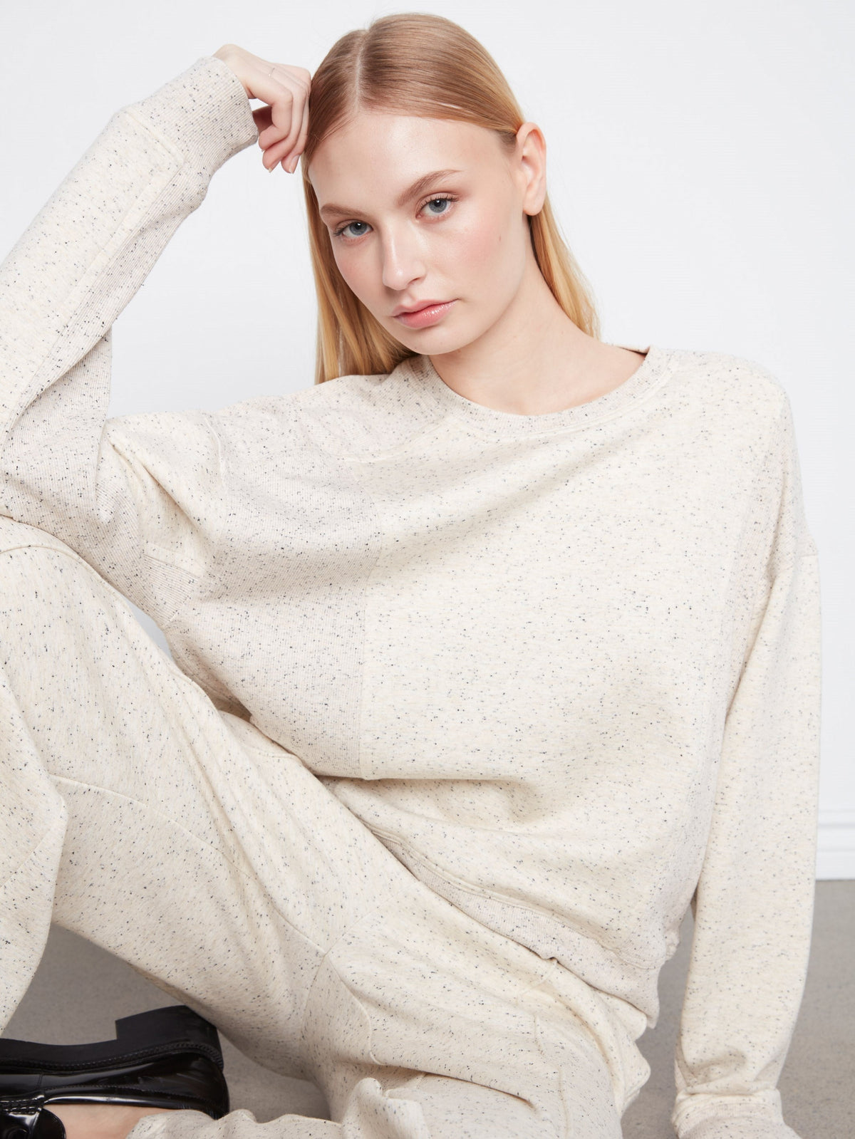 Soft Scuba Crew Neck Sweatshirt - Cookie & Cream