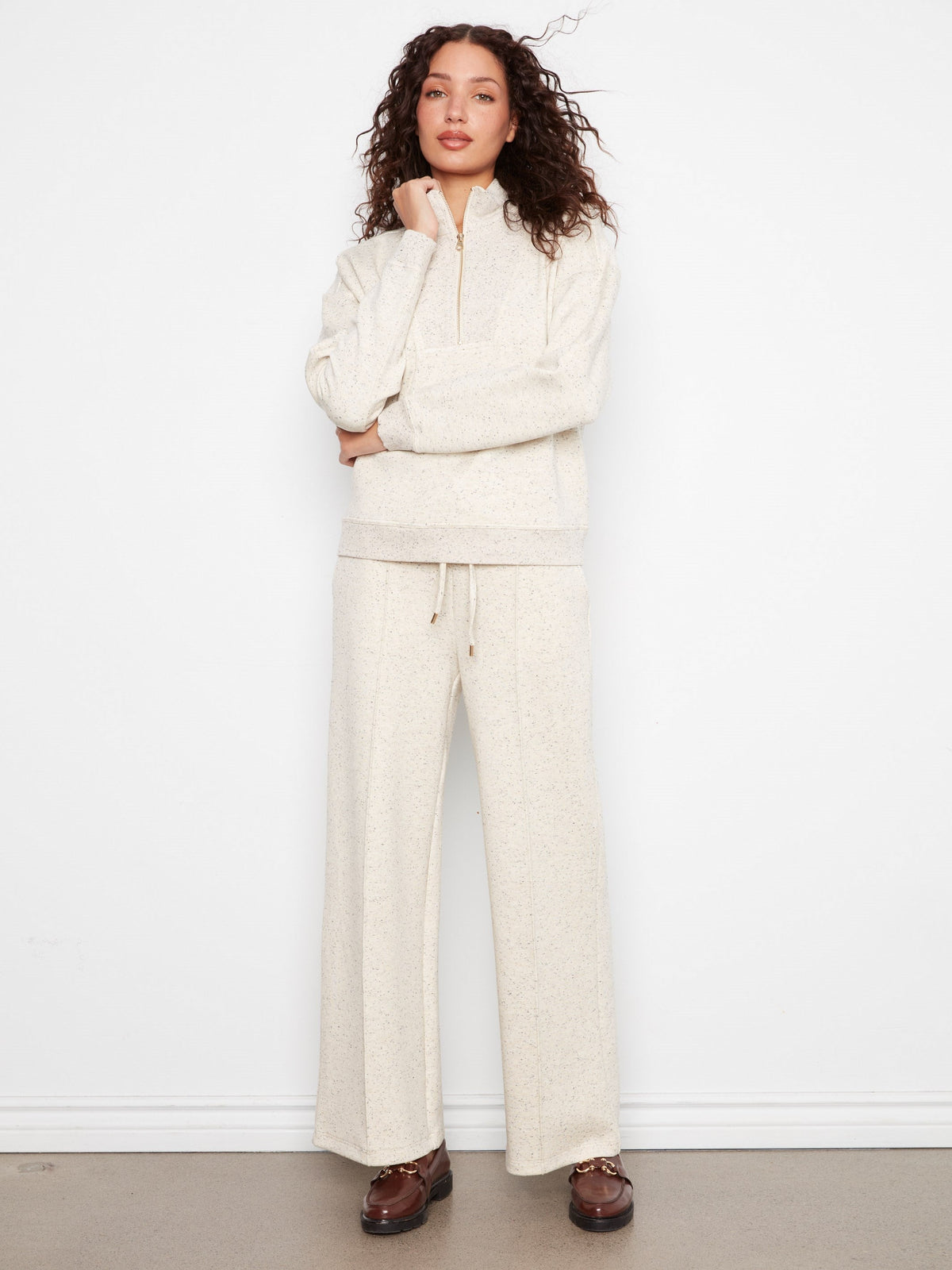 Soft Scuba Half-Zip Sweatshirt - Cookie & Cream