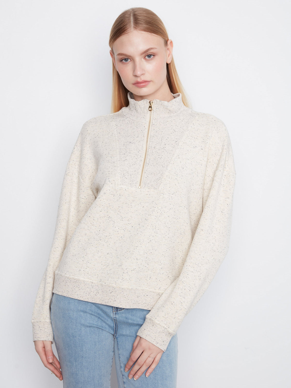 Soft Scuba Half-Zip Sweatshirt - Cookie & Cream