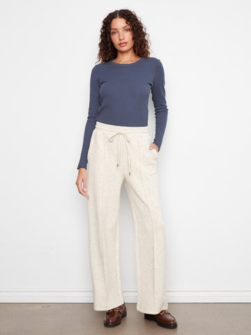 Soft Scuba Wide Leg Jogger Pants - Cookie & Cream