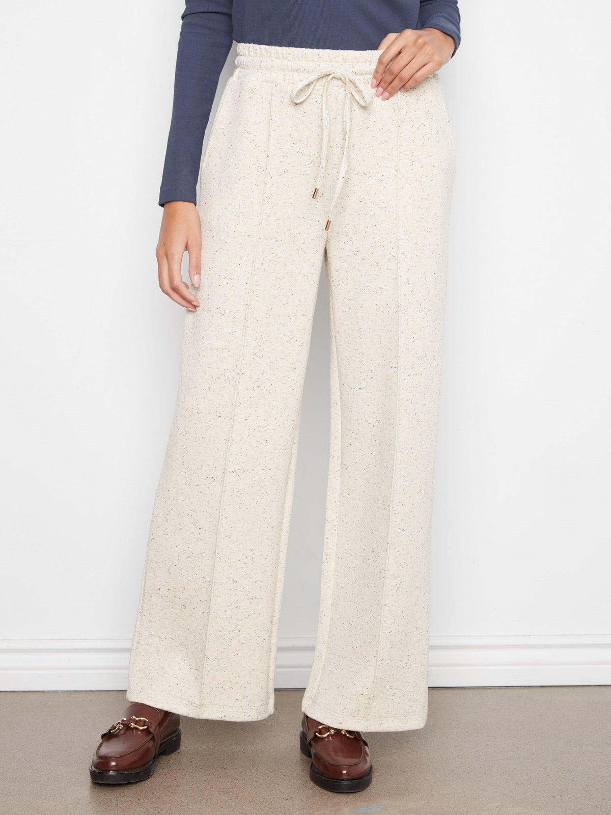 Soft Scuba Wide Leg Jogger Pants - Cookie & Cream