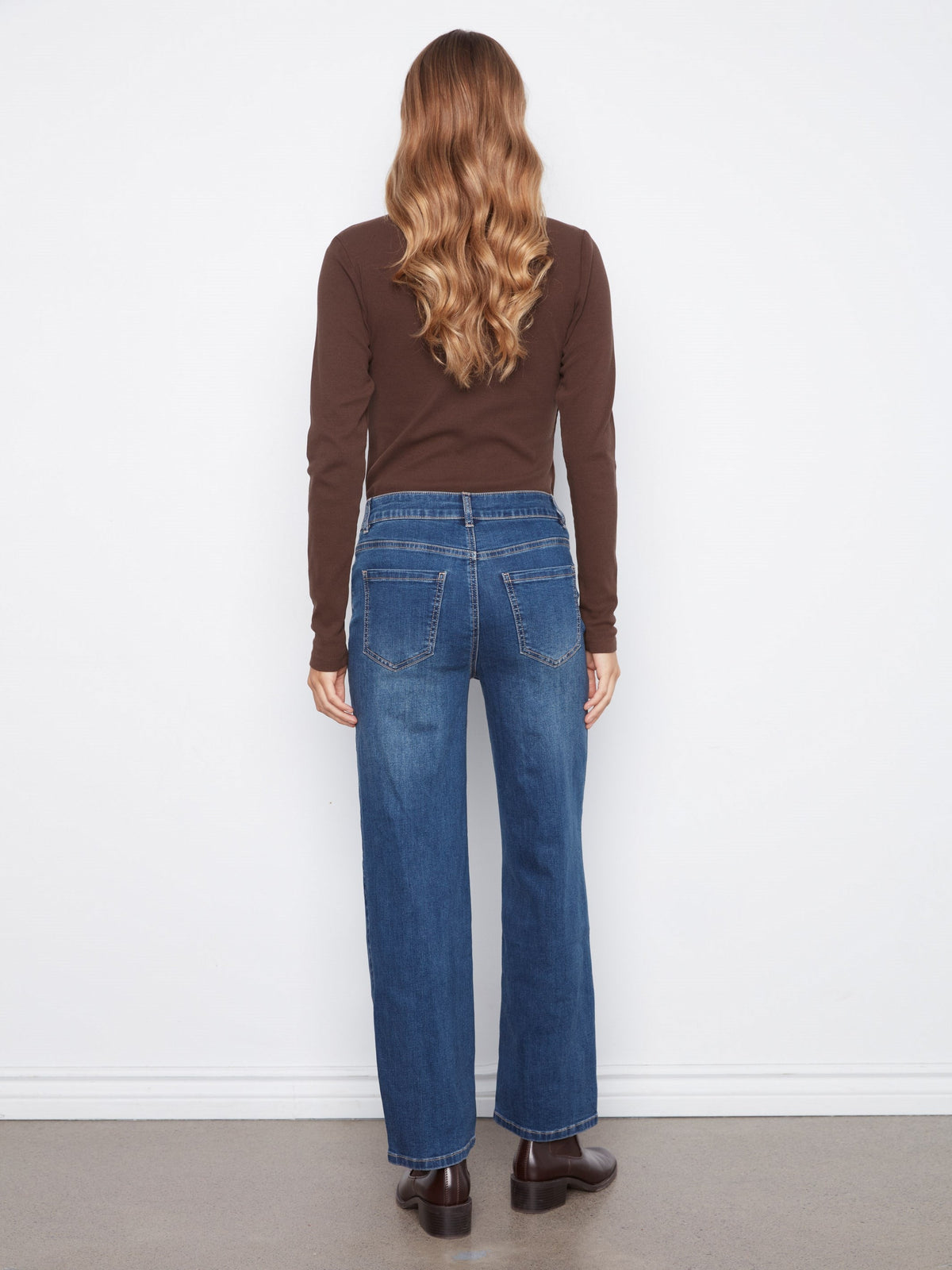 Straight Leg Jeans With Corduroy Heart Patches - Washed Indigo