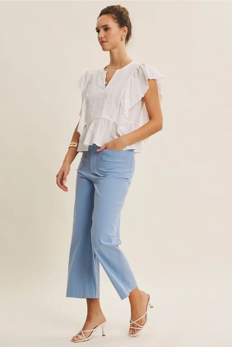 STRETCHY ANKLE PANTS WITH POCKETS