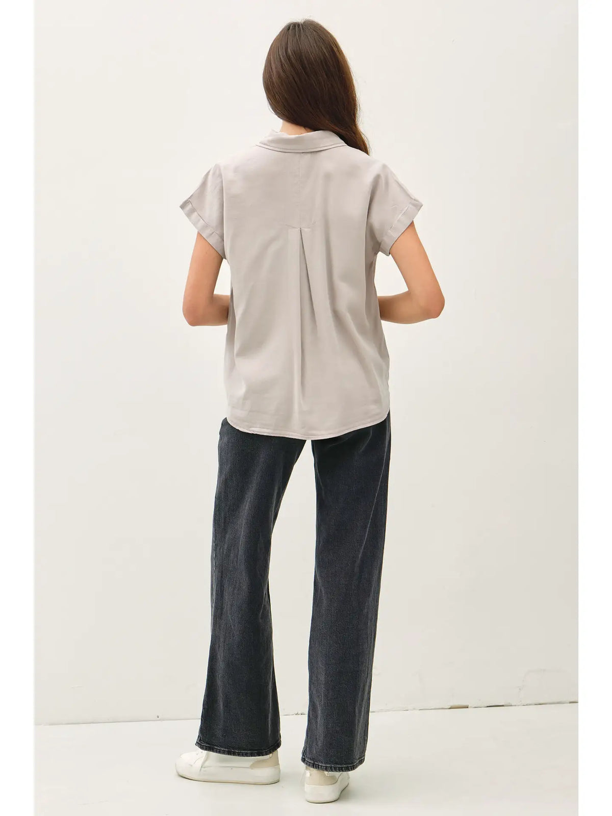 TENCEL DOLMAN SLEEVE BUTTON DOWN SHIRT