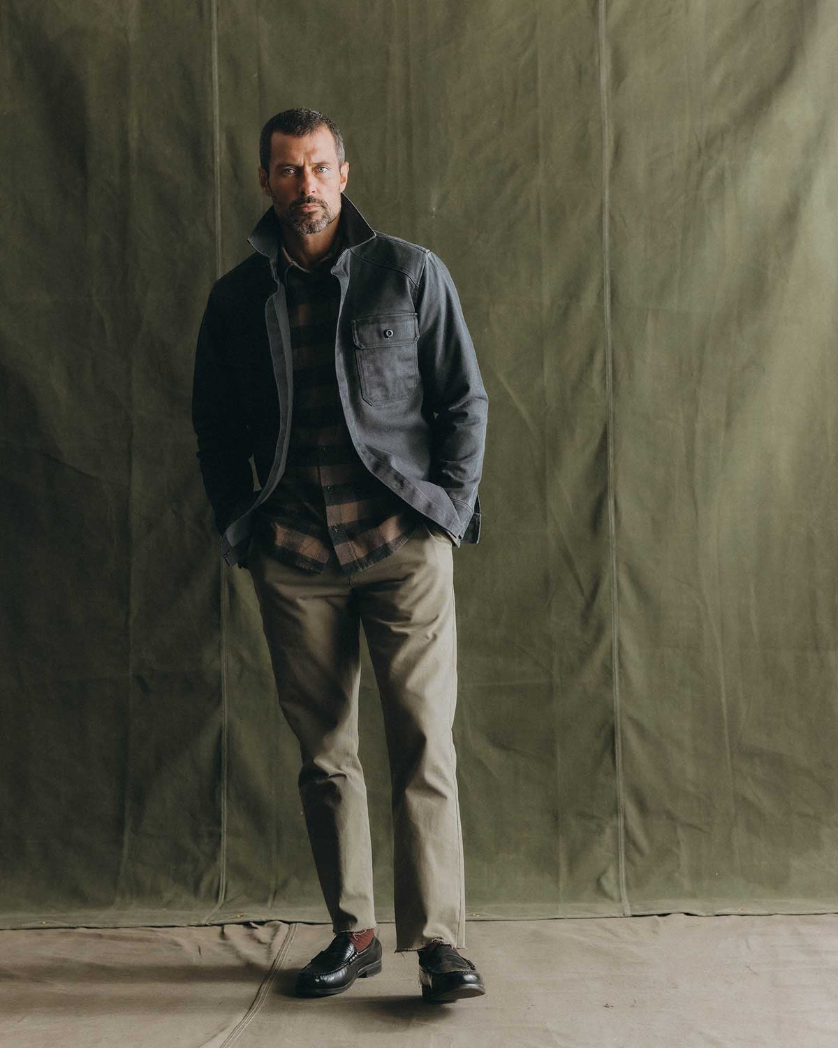 The Shop Shirt in Coal Chipped Canvas