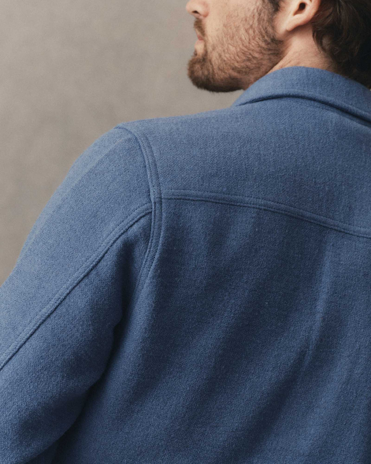 The Kenne Shirt Jacket in Blue Fog Cotton Wool Crepe