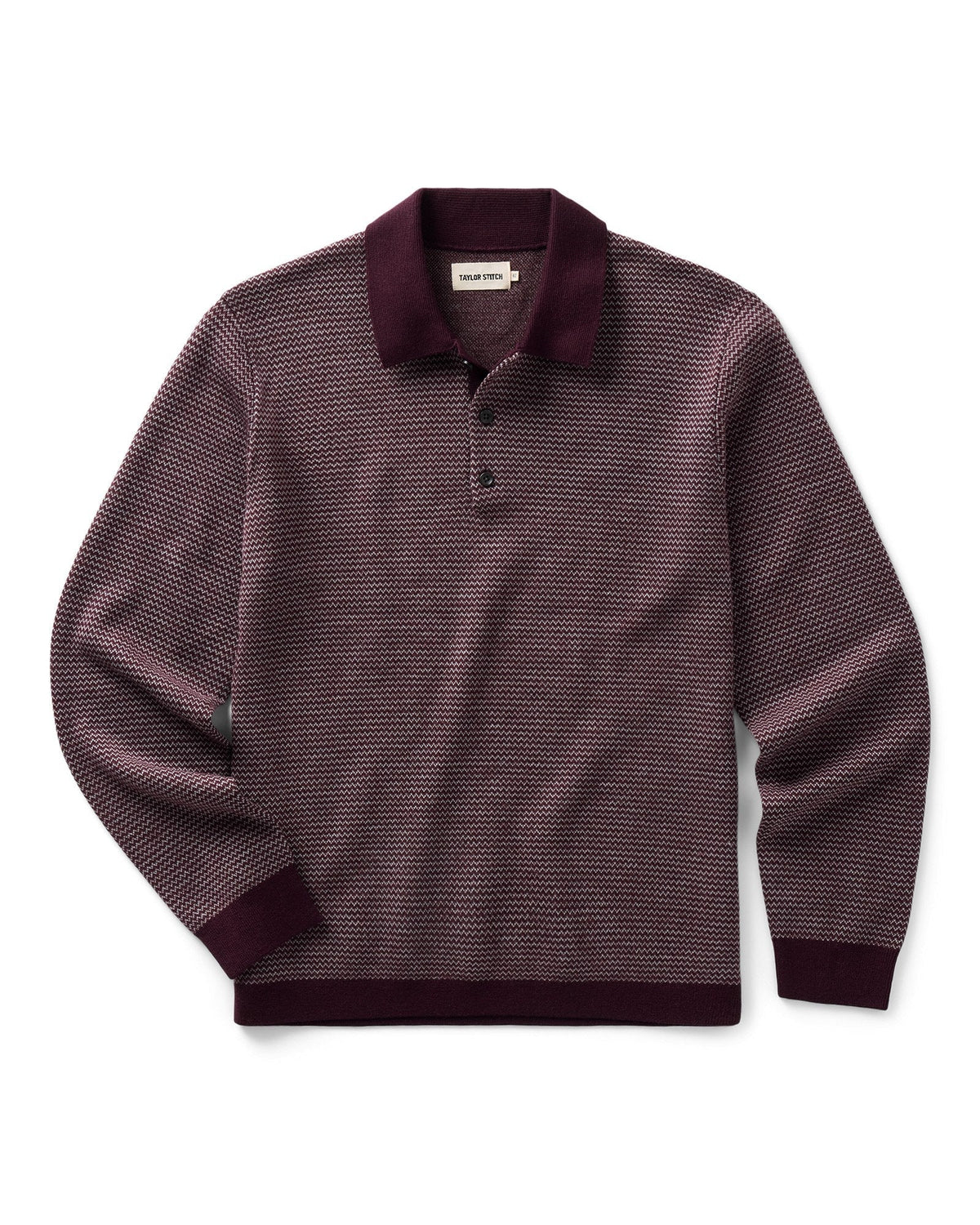 The Newton Sweater Polo in Burgundy Birdseye Merino