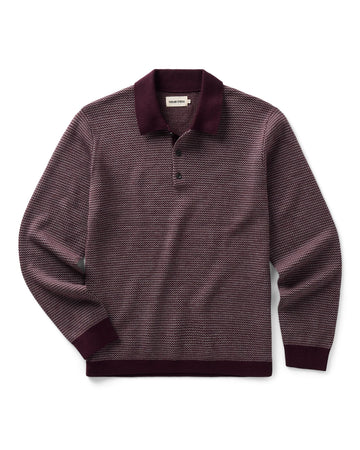 The Newton Sweater Polo in Burgundy Birdseye Merino