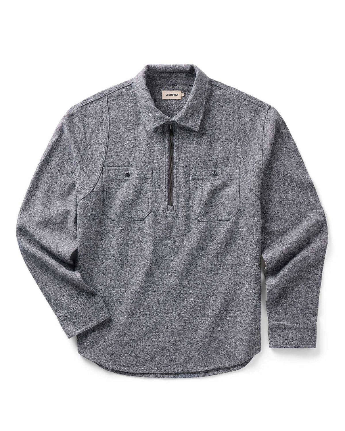 The Tiller Half Zip in Greyscale Hemp Jaspe