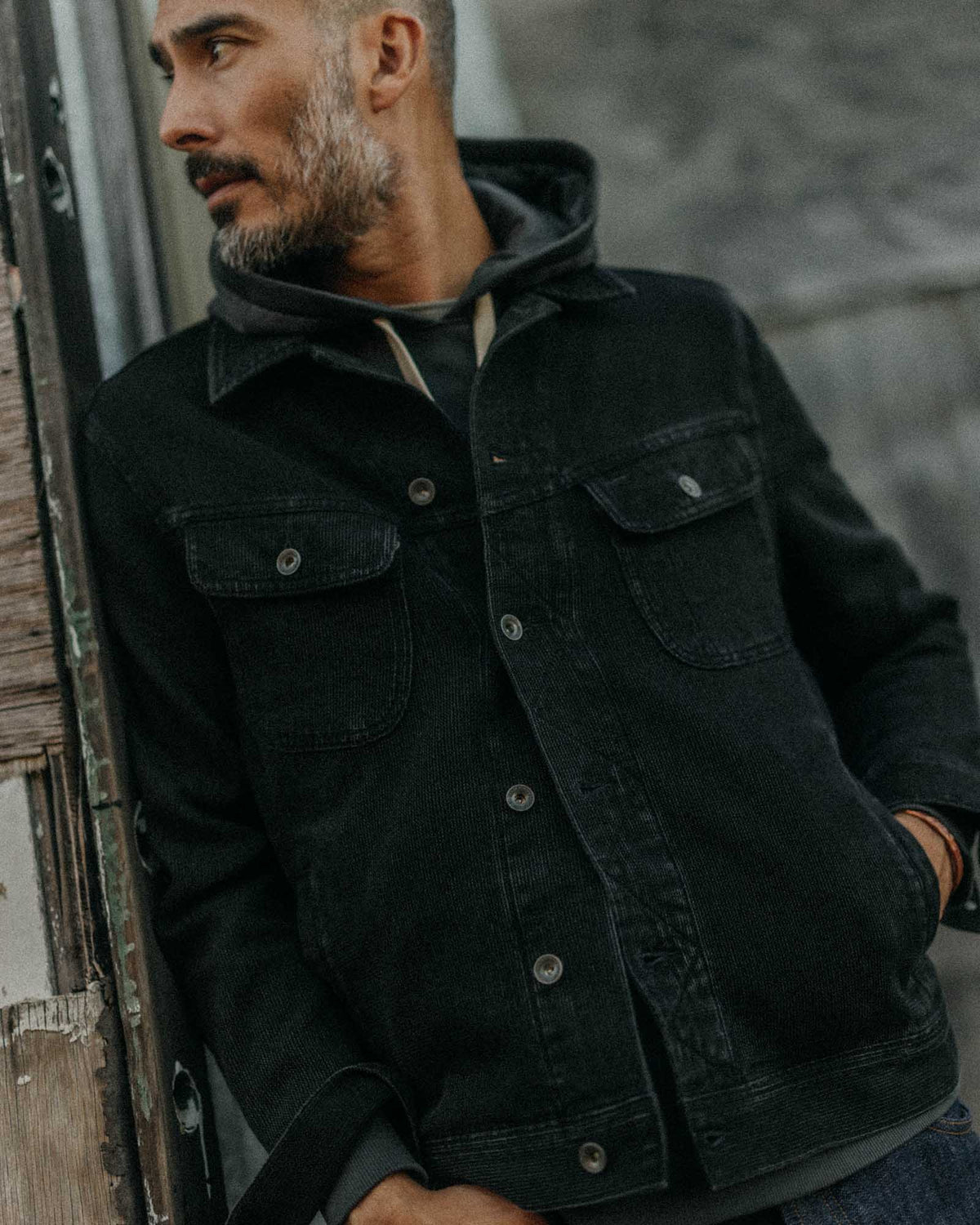 The Long Haul Jacket in Black Indigo Waffle