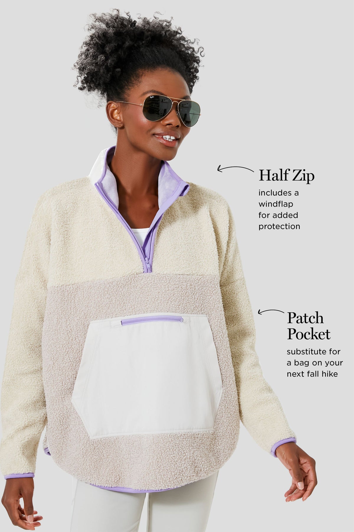 Gray and Lilac Fleece Cady Quarter Zip