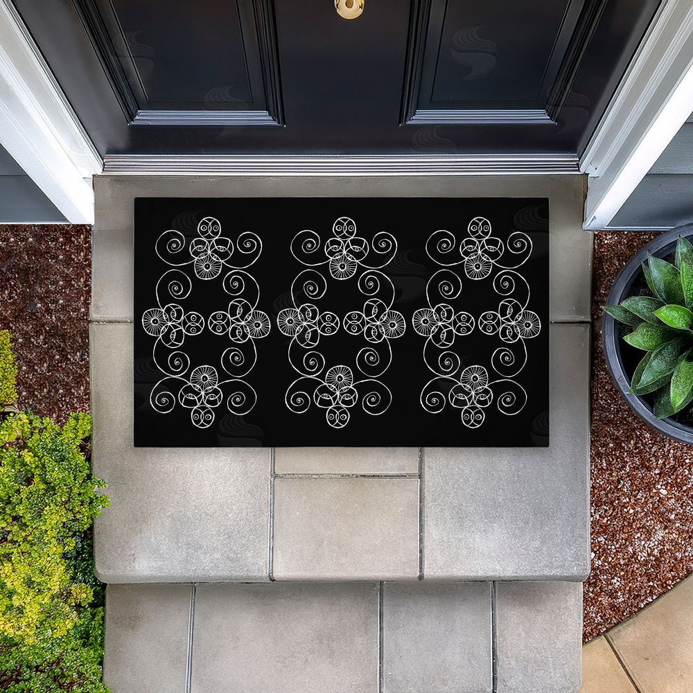 El Perkin | Symmetrical Spirals on Black Non-Woven Door Mat