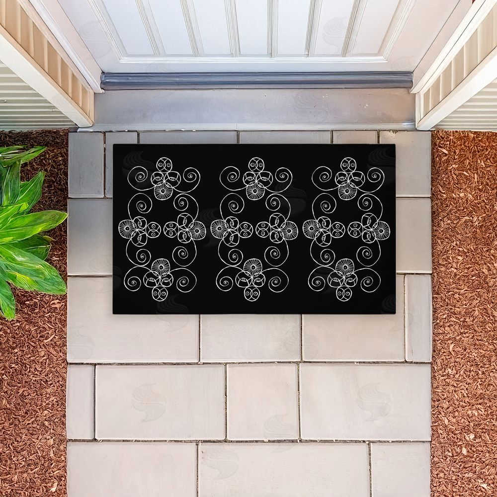 El Perkin | Symmetrical Spirals on Black Non-Woven Door Mat