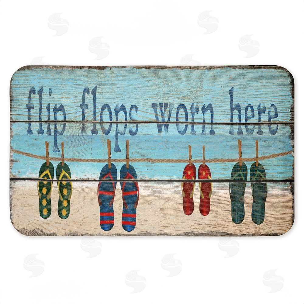 Gail Fraser | Flip Flops Worn Here Beach Greeting Anti-Fatigue Mat