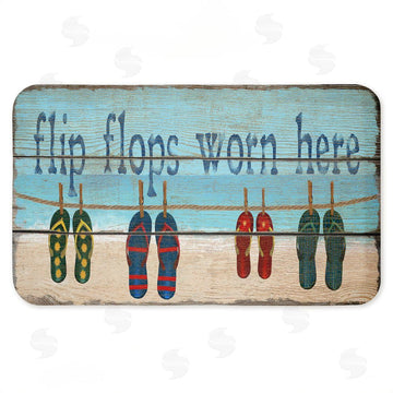 Gail Fraser | Flip Flops Worn Here Beach Greeting Anti-Fatigue Mat