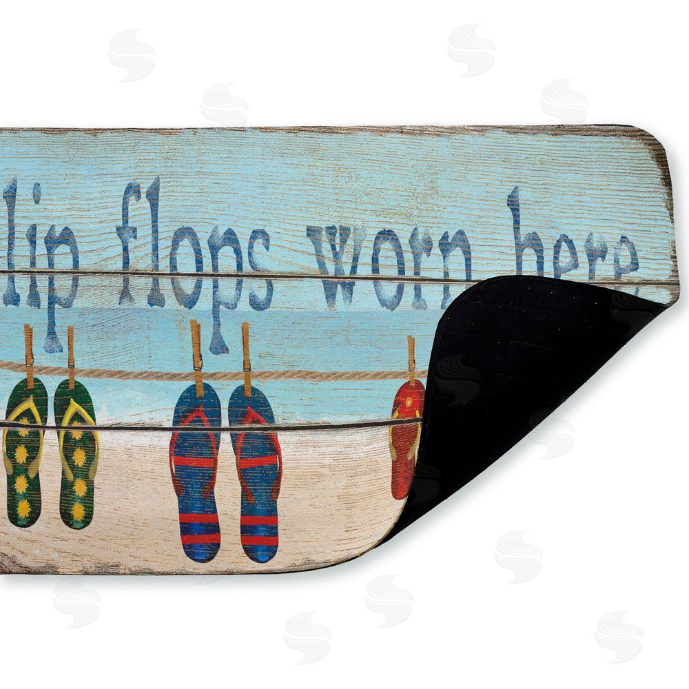 Gail Fraser | Flip Flops Worn Here Beach Greeting Anti-Fatigue Mat