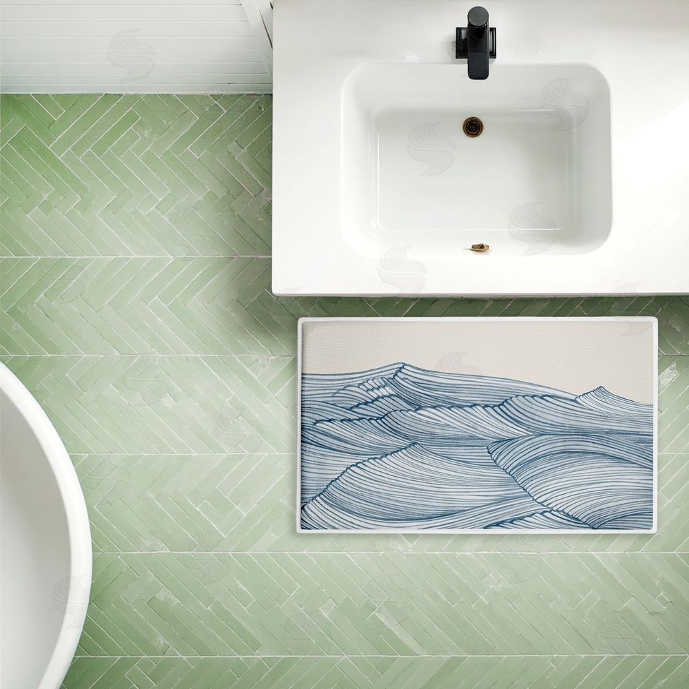 Emma Peal | Lines Of Sea Waves Plush Bath Mat
