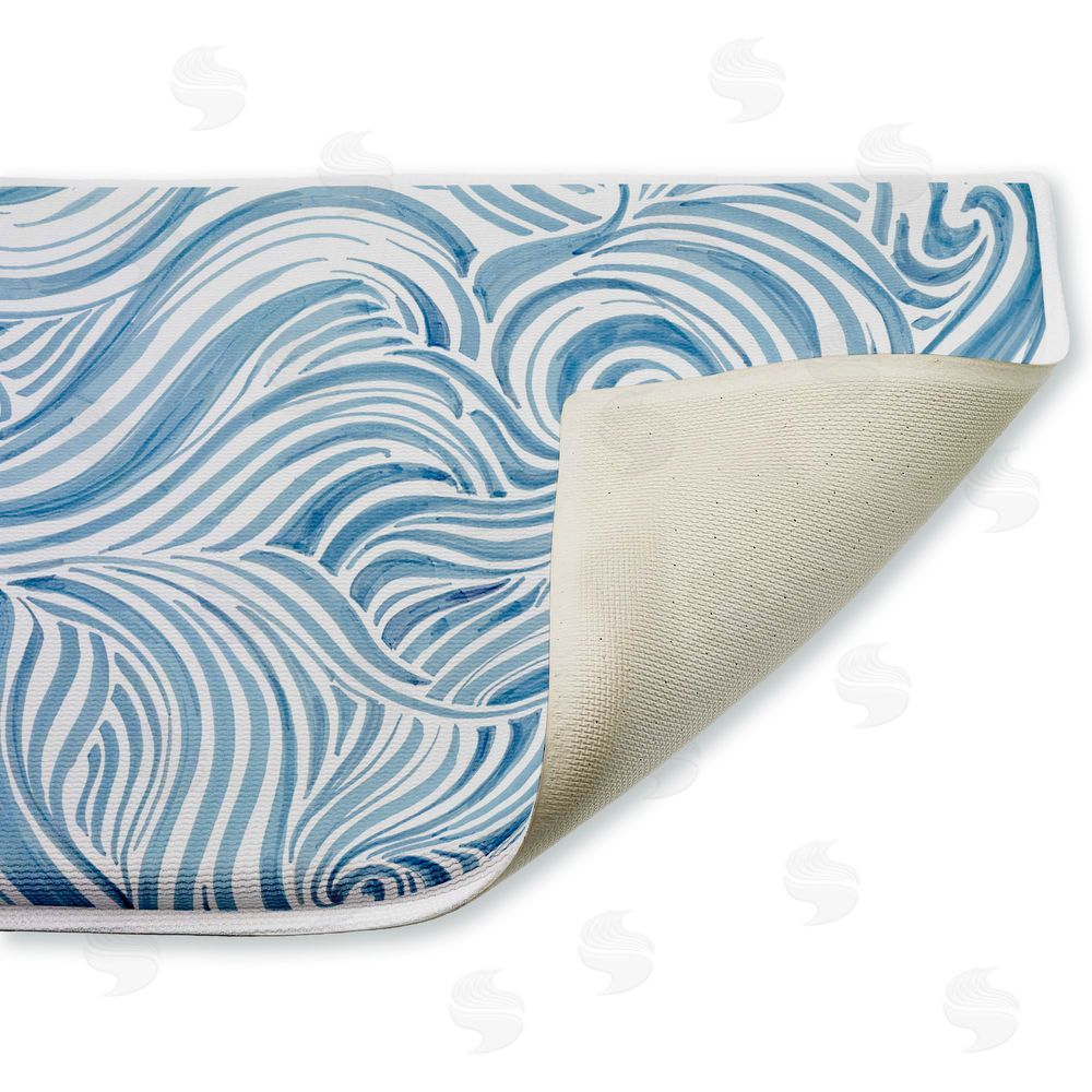 Emma Peal | Blue Sea Scrolls Pattern Plush Bath Mat