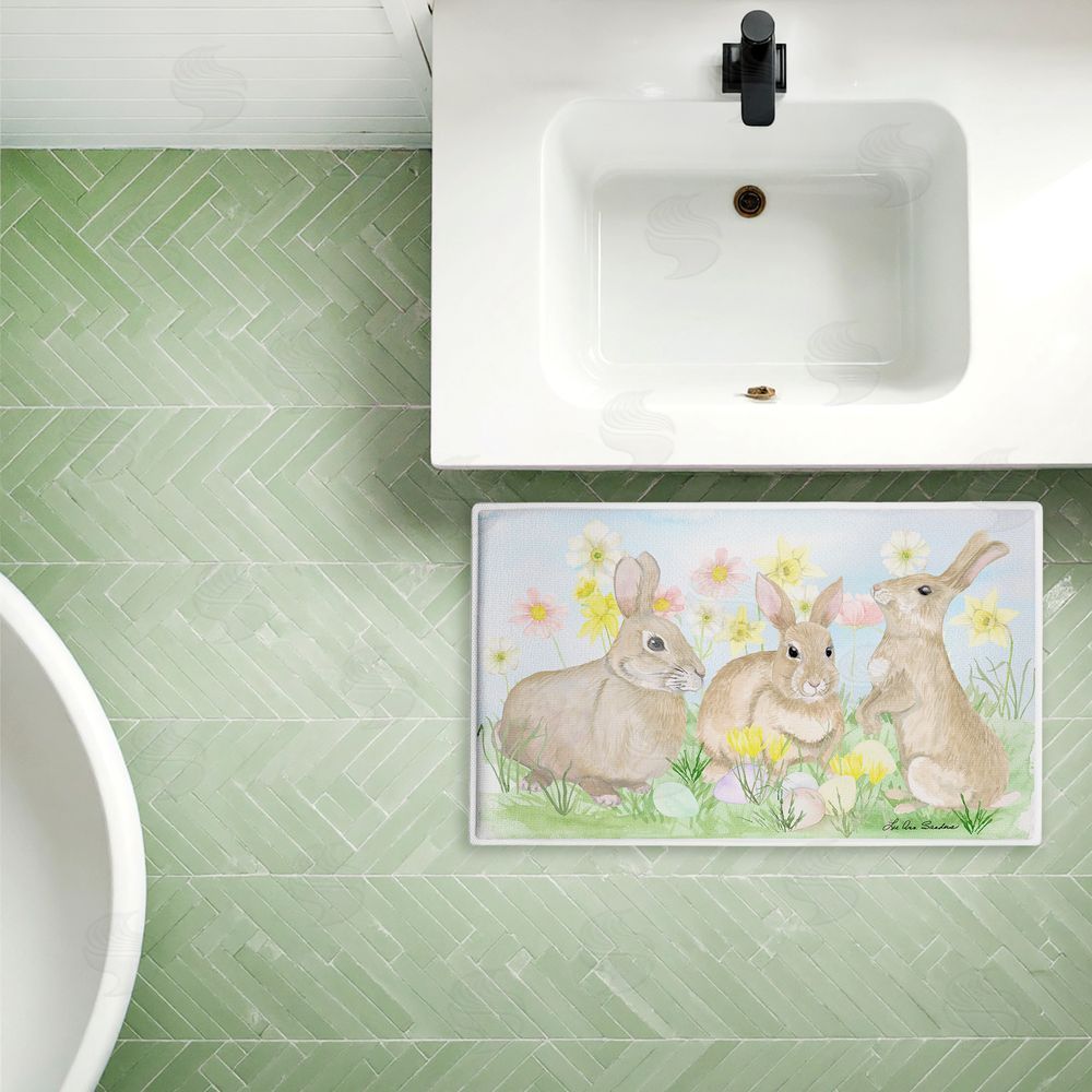 Lee Ann Sanders | Easter Bunnies in Grass Plush Bath Mat