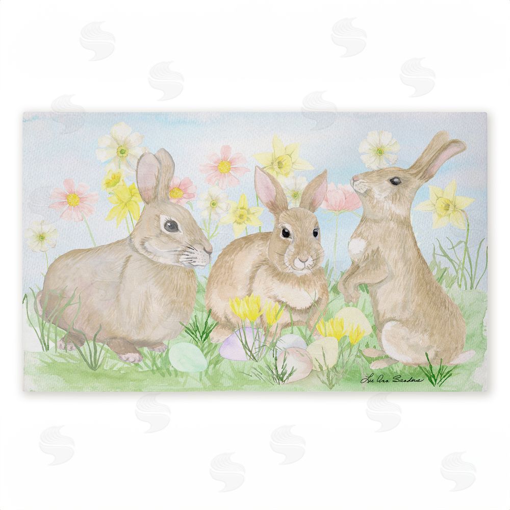 Lee Ann Sanders | Easter Bunnies in Grass Non-Woven Door Mat