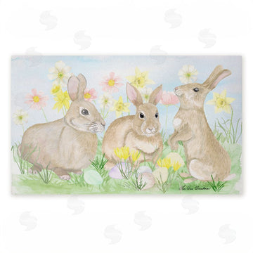 Lee Ann Sanders | Easter Bunnies in Grass Non-Woven Door Mat
