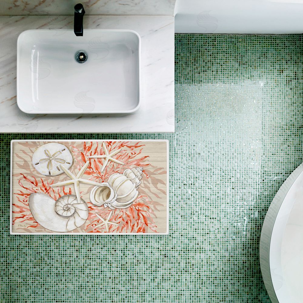 Paul Brent | Coral & White Shells Plush Bath Mat