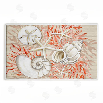 Paul Brent | Coral & White Shells Plush Bath Mat
