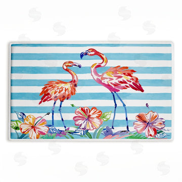 Paul Brent | Brushstroke Flamingo Stripes Plush Bath Mat