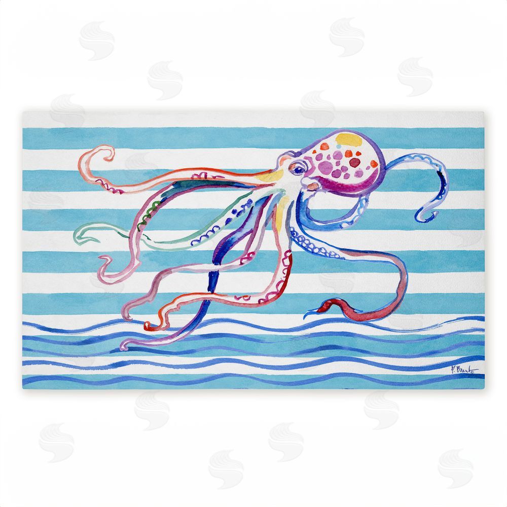 Paul Brent | Brushstroke Octopus on Stripes Non-Woven Door Mat