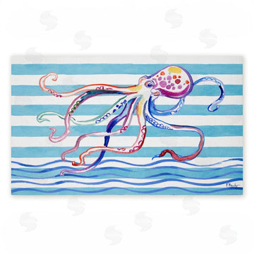 Paul Brent | Brushstroke Octopus on Stripes Non-Woven Door Mat