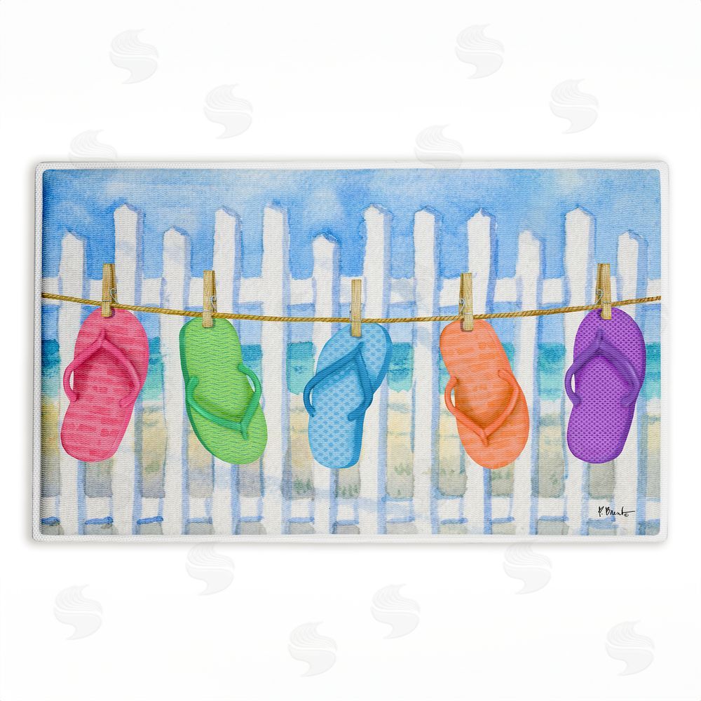 Paul Brent | Flip Flop Summer Clothesline Plush Bath Mat