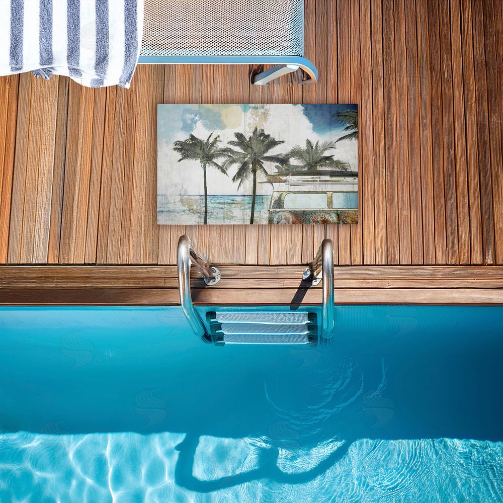 Sasha | Retro Van Summer Beach View Non-Woven Door Mat