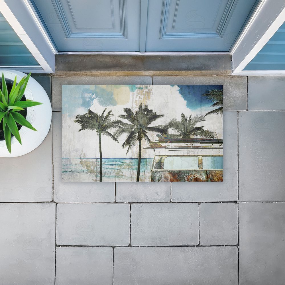 Sasha | Retro Van Summer Beach View Non-Woven Door Mat