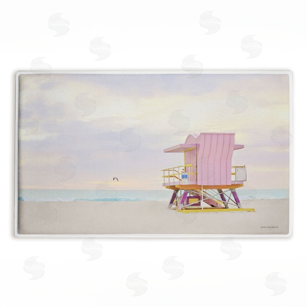 Seven Trees Design | Pink Serene Beach Hut Plush Bath Mat