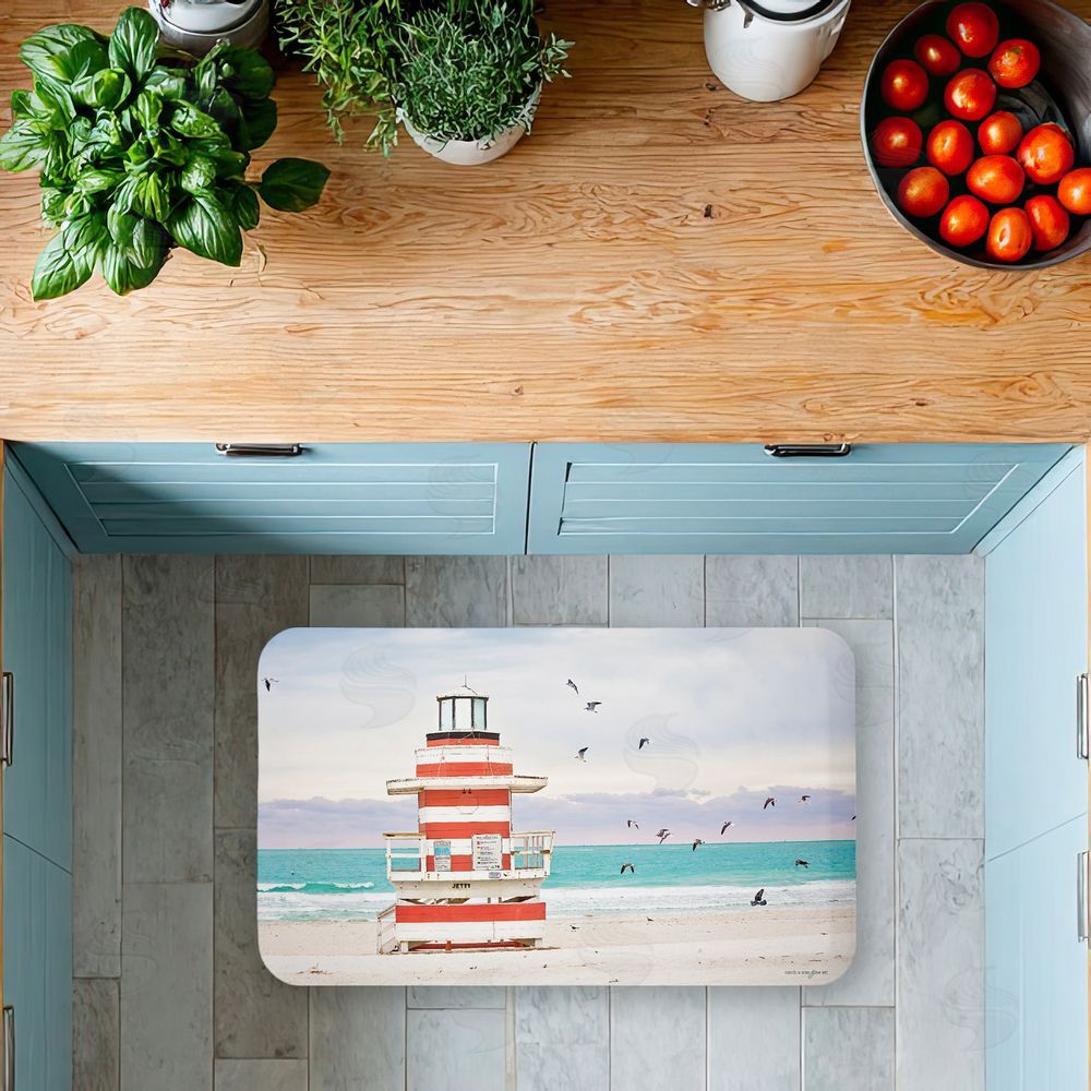 Seven Trees Design | Birds Surrounding Beach Hut Anti-Fatigue Mat